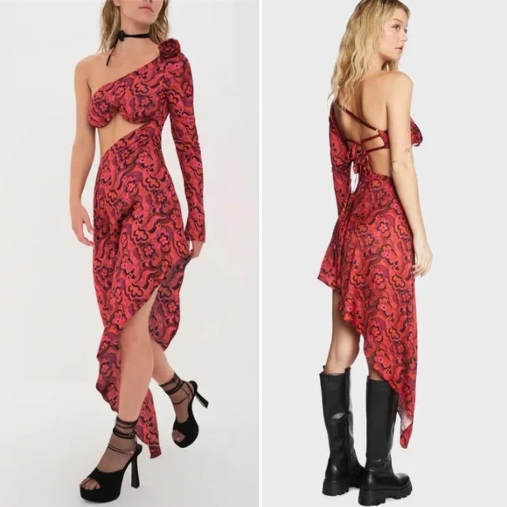 For Love & Lemons Davina Maxi Dress NWT Red Floral